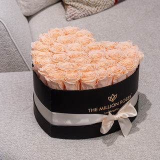 Heart Black Box | Peach Roses - Hidden Candles