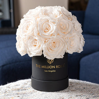 Basic Black Superdome Box | White Roses - Hidden Candles