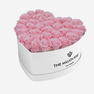Heart White Box | Light Pink Roses - Hidden Candles