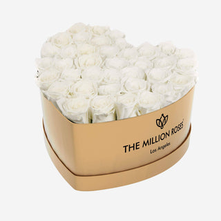 Heart Gold Box | White Roses - Hidden Candles