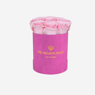 Basic Hot Pink Suede Box | Light Pink Roses - Hidden Candles