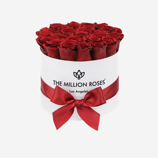 Classic White Box | Red Roses - Hidden Candles