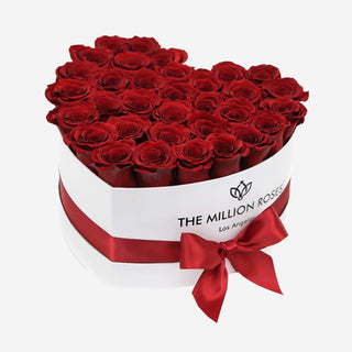 Heart White Box | Red Roses - Hidden Candles
