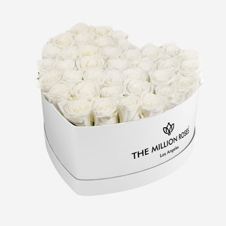 Heart White Box | White Roses - Hidden Candles