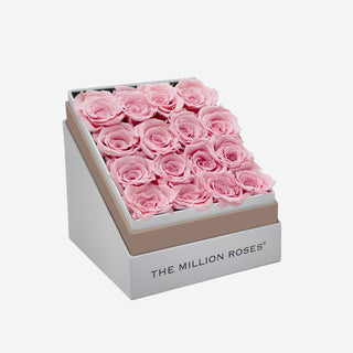 Square White Box | Light Pink Roses - Hidden Candles