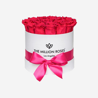 Classic White Box | Hot Pink Roses - Hidden Candles