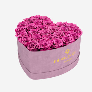 Heart Light Pink Suede Box | Orchid Roses - Hidden Candles