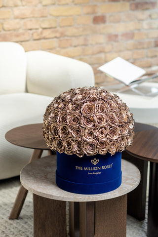 Classic Royal Blue Suede Superdome Box | Gold Roses - Hidden Candles