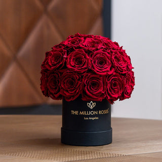 Basic Black Superdome Box | Red Roses - Hidden Candles