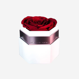 One in a Million™ White Hexagon Box | Red Rose - Hidden Candles