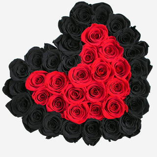 Heart White Box | Black & Red Roses - Hidden Candles