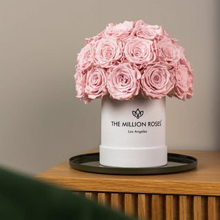 Basic White Superdome Box | Light Pink Roses - Hidden Candles