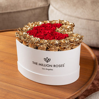 Heart White Box | 24K Gold & Red Roses - Hidden Candles