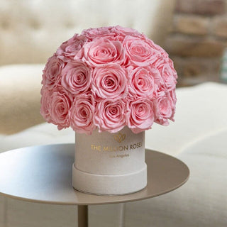 Basic Beige Suede Superdome Box | Light Pink Roses - Hidden Candles