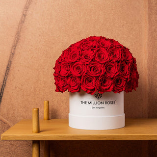Classic White Superdome Box | Red Roses - Hidden Candles