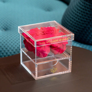 Acrylic 4 Drawer Box | Hot Pink Roses - Hidden Candles