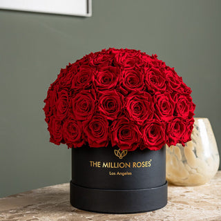 Classic Black Superdome Box | Red Roses - Hidden Candles