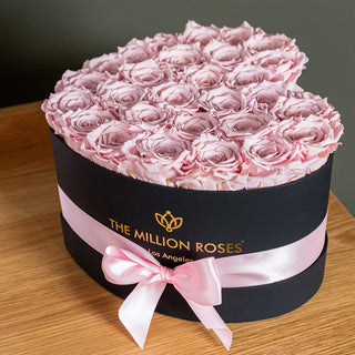 Heart Black Box | Light Pink Roses - Hidden Candles