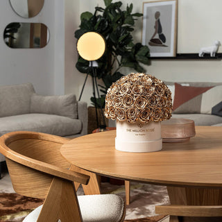 Classic Beige Suede Superdome Box | Gold Roses - Hidden Candles