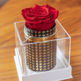 Single Black Monogram Box | Red Rose - Hidden Candles
