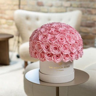 Classic Beige Suede Superdome Box | Light Pink Roses - Hidden Candles