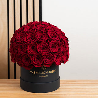 Classic Black Superdome Box | Red Roses - Hidden Candles