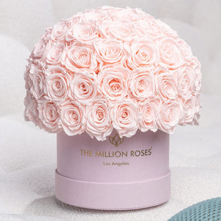 Classic Light Pink Suede Superdome Box | Light Pink Roses - Hidden Candles