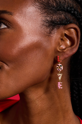 Sweet Shop 'Love' Linear Drop Statement Earrings - Hidden Candles
