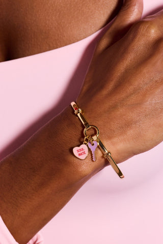 Sweethearts® ‘Soul Mate’ Heart & Key Tension Bangle - Hidden Candles