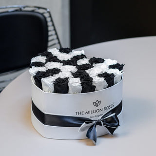 Heart White Box | Black & White Roses - Hidden Candles