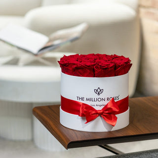Classic White Box | Red Roses - Hidden Candles