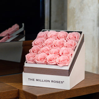 Square White Box | Light Pink Roses - Hidden Candles