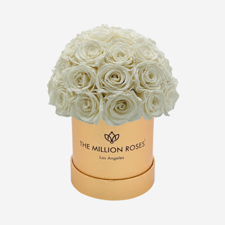 Basic Gold Superdome Box | White Roses - Hidden Candles