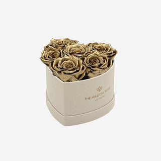 Baby Heart Beige Box | Gold Roses - Hidden Candles