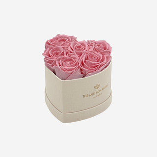 Baby Heart Beige Box | Light Pink Roses - Hidden Candles
