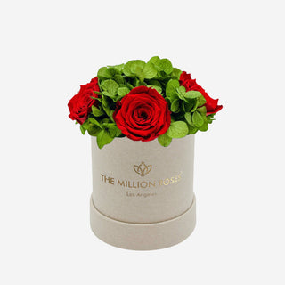 Basic Beige Suede Garden Box | Red Roses - Hidden Candles