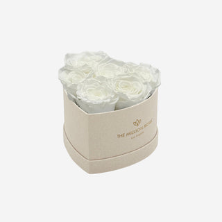Baby Heart Beige Box | White Roses - Hidden Candles