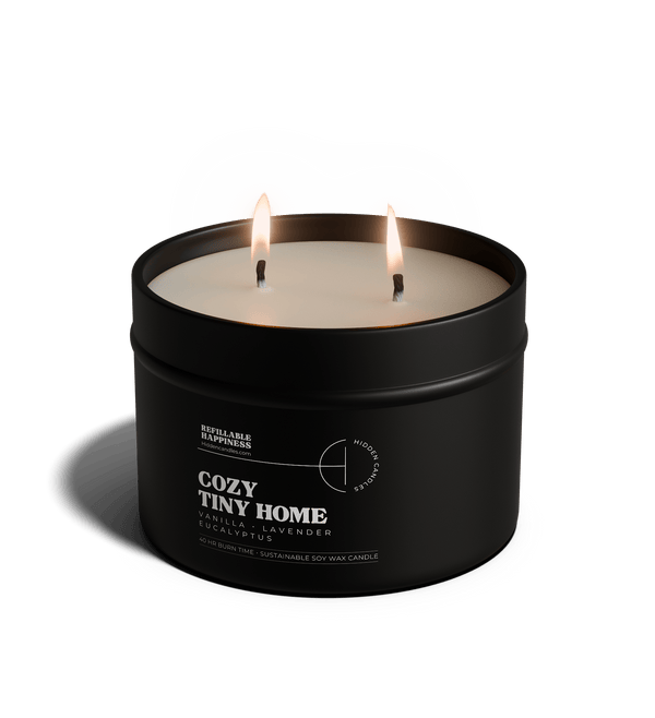 Cozy Tiny Home Candle 10.6 oz – Lavender, Vanilla & Eucalyptus - Hidden Candles