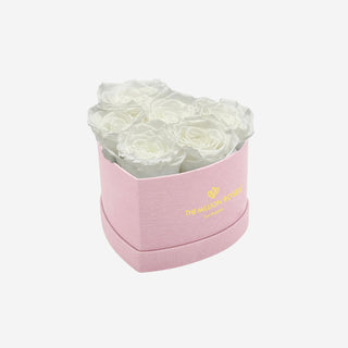 Baby Heart Light Pink Box | White Roses - Hidden Candles