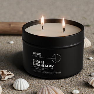 Beach Bungalow Candle 10.6 oz – Marine Air, Driftwood & White Tea - Hidden Candles