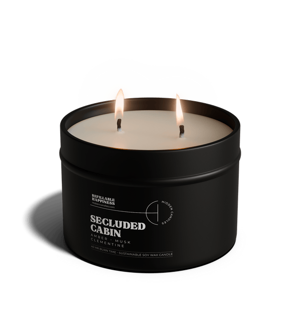 Secluded Cabin Candle 10.6 oz – Bergamot, Cedarwood & Smoked Amber - Hidden Candles