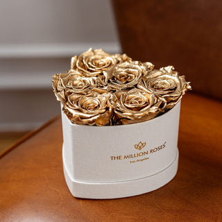 Baby Heart Beige Box | Gold Roses - Hidden Candles