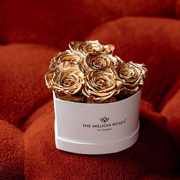Baby Heart White Box | Gold Roses - Hidden Candles