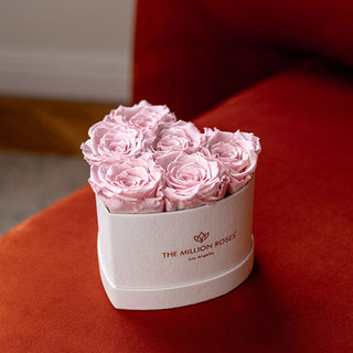 Baby Heart Beige Box | Light Pink Roses - Hidden Candles