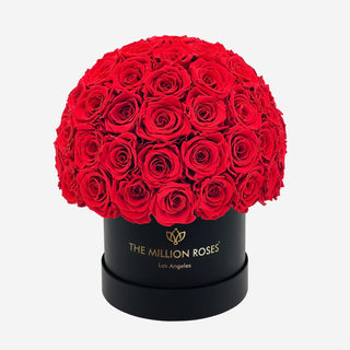 Classic Black Superdome Box | Red Roses - Hidden Candles