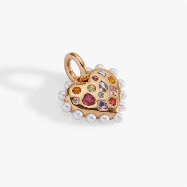 Puffy Heart Gemstone And Pearl Charm - Hidden Candles