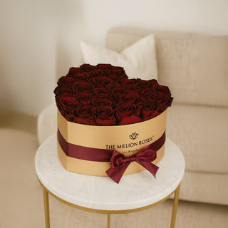 Heart Gold Box | Black Label Edition | Burgundy Roses - Hidden Candles