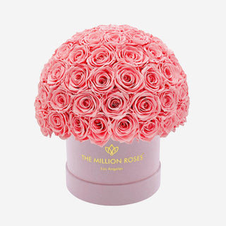 Classic Light Pink Suede Superdome Box | Light Pink Roses - Hidden Candles