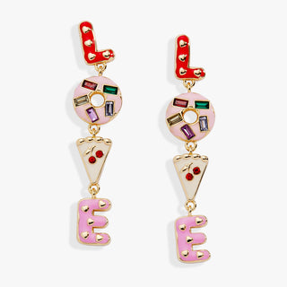 Sweet Shop 'Love' Linear Drop Statement Earrings - Hidden Candles