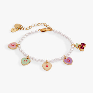 Sweethearts® ‘XOXO’ Heart Charm Beaded Pearl Bracelet - Hidden Candles